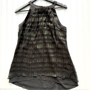 White House Black Market Elegant Black Silk Top